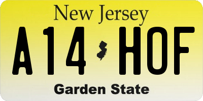 NJ license plate A14HOF