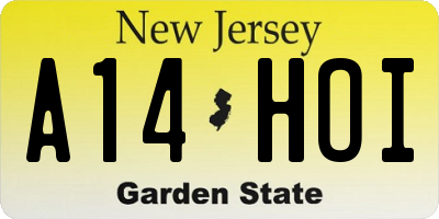NJ license plate A14HOI
