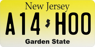 NJ license plate A14HOO
