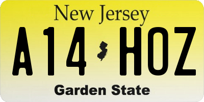 NJ license plate A14HOZ
