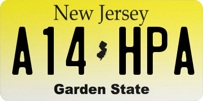 NJ license plate A14HPA