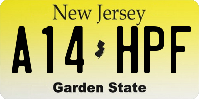 NJ license plate A14HPF
