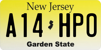 NJ license plate A14HPO