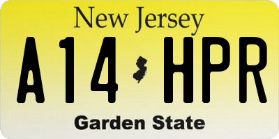 NJ license plate A14HPR