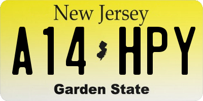 NJ license plate A14HPY