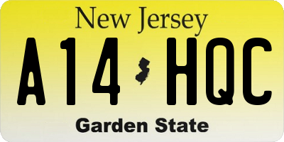 NJ license plate A14HQC