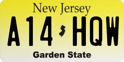 NJ license plate A14HQW