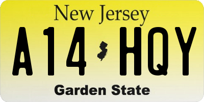 NJ license plate A14HQY