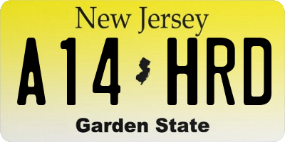 NJ license plate A14HRD