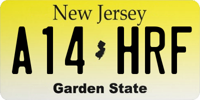 NJ license plate A14HRF