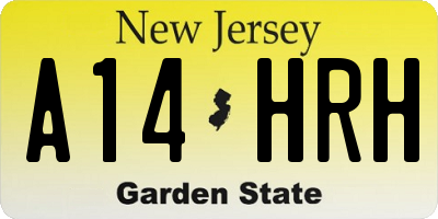 NJ license plate A14HRH