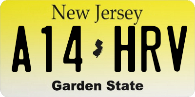 NJ license plate A14HRV