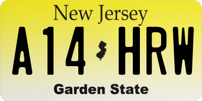 NJ license plate A14HRW