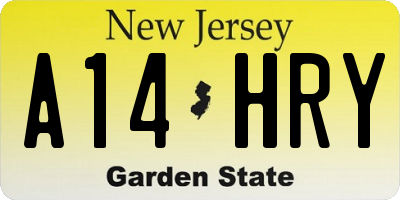 NJ license plate A14HRY