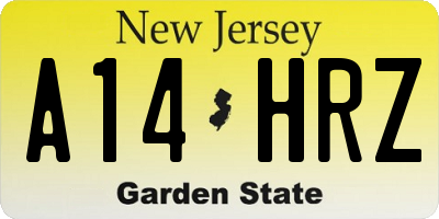 NJ license plate A14HRZ