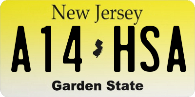 NJ license plate A14HSA