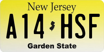 NJ license plate A14HSF