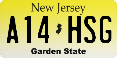 NJ license plate A14HSG