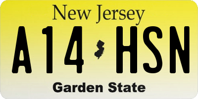 NJ license plate A14HSN