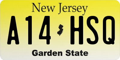 NJ license plate A14HSQ