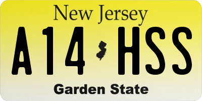 NJ license plate A14HSS