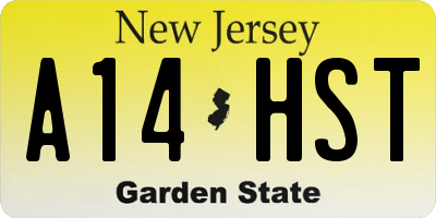 NJ license plate A14HST