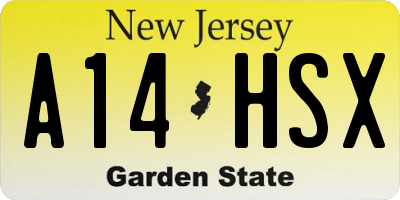 NJ license plate A14HSX