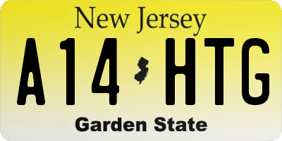 NJ license plate A14HTG
