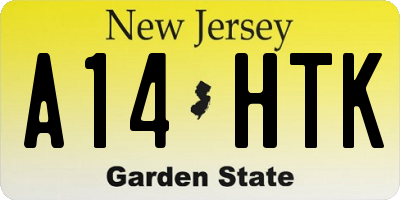 NJ license plate A14HTK