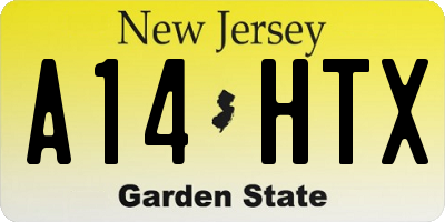 NJ license plate A14HTX