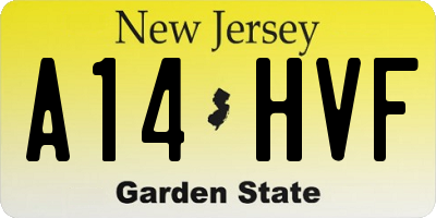 NJ license plate A14HVF