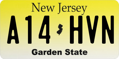 NJ license plate A14HVN