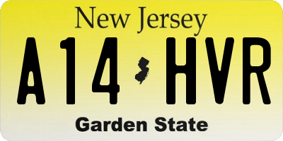 NJ license plate A14HVR