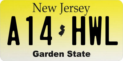 NJ license plate A14HWL