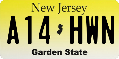 NJ license plate A14HWN