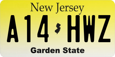 NJ license plate A14HWZ