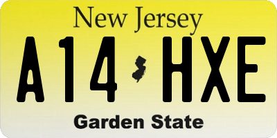 NJ license plate A14HXE