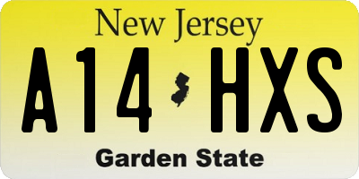 NJ license plate A14HXS