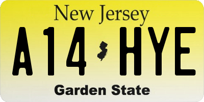 NJ license plate A14HYE
