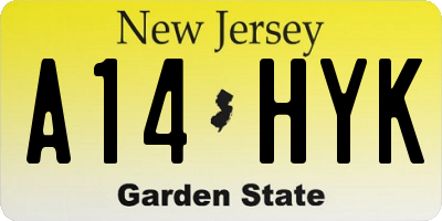 NJ license plate A14HYK