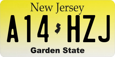 NJ license plate A14HZJ