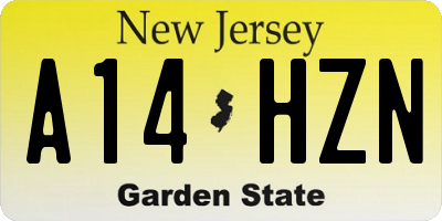 NJ license plate A14HZN