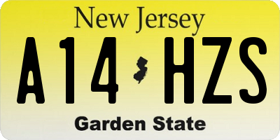 NJ license plate A14HZS