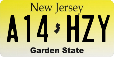 NJ license plate A14HZY