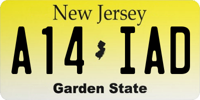 NJ license plate A14IAD