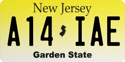 NJ license plate A14IAE