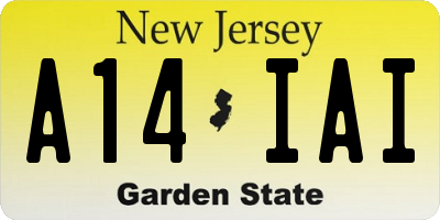 NJ license plate A14IAI