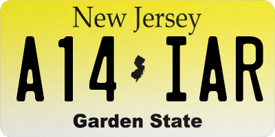 NJ license plate A14IAR