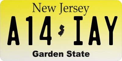 NJ license plate A14IAY