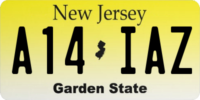 NJ license plate A14IAZ